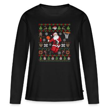 Funny Santa Claus Ugly Christmas basketball - T-shirt manches longues Premium bio Femme - noir - Devant - Julia (174cm)