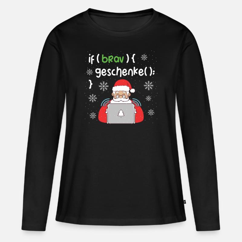 Lustiges Programmierer Weihnachten Coding Geschenk - Frauen Premium Bio Langarmshirt - Schwarz