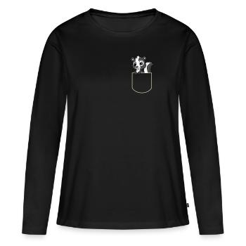 Skunk in Der Brusttasche Stinktiere T-Shirt - Frauen Premium Bio Langarmshirt - Schwarz - Vorne - Julia (174cm)