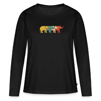 Vintage Retro Pop Art Elefant Pachydermes - T-shirt manches longues Premium bio Femme - noir - Devant - Julia (174cm)