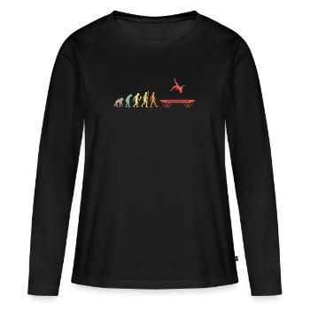 Vintage Trampolin Springen Evolution Springen - Frauen Premium Bio Langarmshirt - Schwarz - Vorne - Julia (174cm)