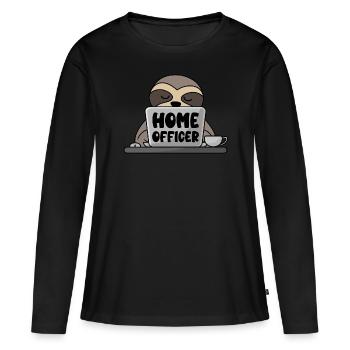 Homeofficer paresseux Ordinateur bureau à domicile - T-shirt manches longues Premium bio Femme - noir - Devant - Julia (174cm)