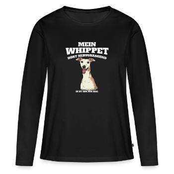 Mein Whippet Hört Hervorragend Ist Ihm Nur Egal - Frauen Premium Bio Langarmshirt - Schwarz - Vorne - Julia (174cm)