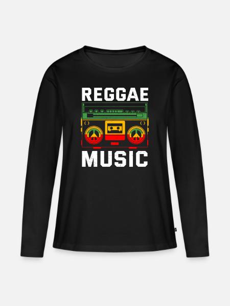Reggae Musik Musiker Radio Stereo Box - Frauen Premium Bio Langarmshirt - Schwarz