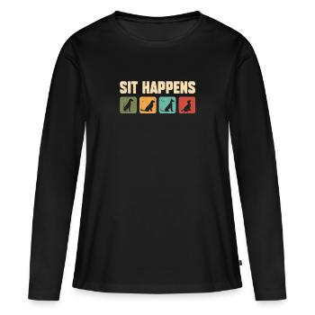 Sit Happens Dog Huntetrainer École canine - T-shirt manches longues Premium bio Femme - noir - Devant - Julia (174cm)