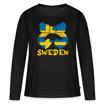 Suède - T-shirt manches longues Premium bio Femme - noir - Devant - Julia (174cm)