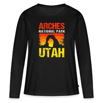 Parc national des Arches utah - T-shirt manches longues Premium bio Femme - noir - Devant - Julia (174cm)