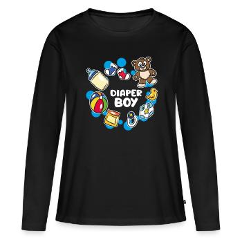 Windel Boy ABDL Ageplay Adult Baby Little - Frauen Premium Bio Langarmshirt - Schwarz - Vorne - Julia (174cm)