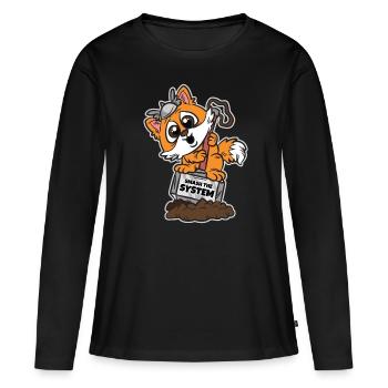 Écrasez le système anarchiste Corgi - T-shirt manches longues Premium bio Femme - noir - Devant - Julia (174cm)