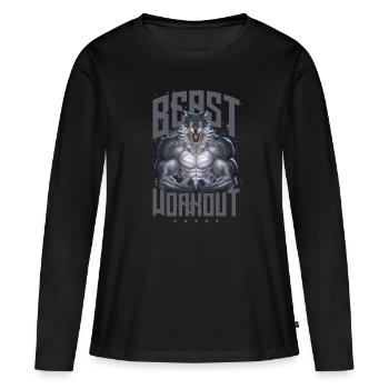 Entraînement Wolf Beast - T-shirt manches longues Premium bio Femme - noir - Devant - Julia (174cm)