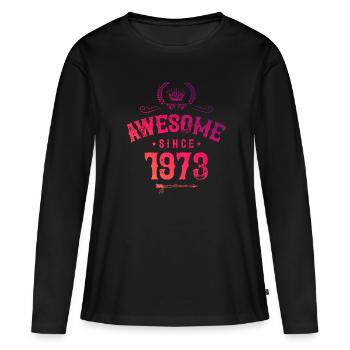 1973 awesome since - Frauen Premium Bio Langarmshirt - Schwarz - Vorne - Julia (174cm)