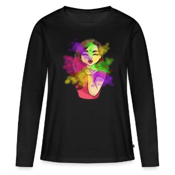 Holi Festival Girl Indien Pakistanais Mme Holi - T-shirt manches longues Premium bio Femme - noir - Devant - Julia (174cm)