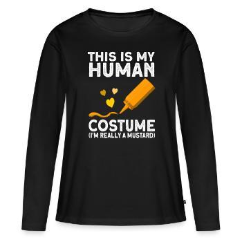 Cadeau de costume de moutarde - T-shirt manches longues Premium bio Femme - noir - Devant - Julia (174cm)