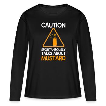 Cadeau d’épices jaune moutarde - T-shirt manches longues Premium bio Femme - noir - Devant - Julia (174cm)