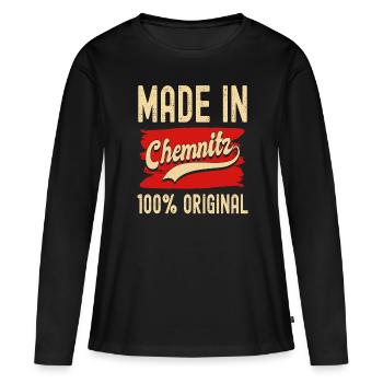 Chemnitz - Frauen Premium Bio Langarmshirt - Schwarz - Vorne - Julia (174cm)