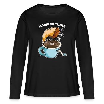 Matin Tunes Café Musique Gramophone - T-shirt manches longues Premium bio Femme - noir - Devant - Julia (174cm)