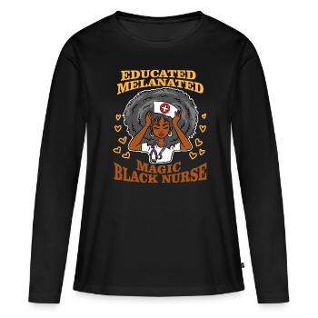 Gebildete melanierte magische schwarze - Frauen Premium Bio Langarmshirt - Schwarz - Vorne - Julia (174cm)