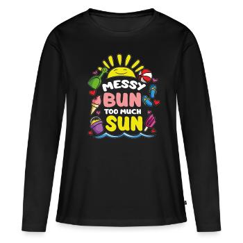 Bun en désordre Trop de soleil - T-shirt manches longues Premium bio Femme - noir - Devant - Julia (174cm)