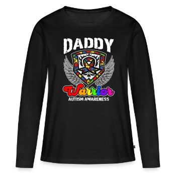 Conscience de l’autisme Guerrier Papa - T-shirt manches longues Premium bio Femme - noir - Devant - Julia (174cm)