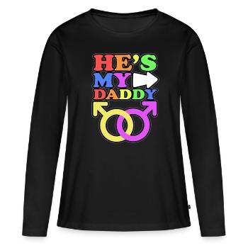 Er ist mein Papa Homosexuell Eltern Kind mit 2 - Frauen Premium Bio Langarmshirt - Schwarz - Vorne - Julia (174cm)
