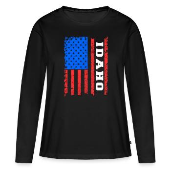 Idaho - T-shirt manches longues Premium bio Femme - noir - Devant - Julia (174cm)