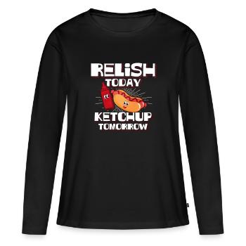 Je mets du ketchup sur mon ketchup - T-shirt manches longues Premium bio Femme - noir - Devant - Julia (174cm)