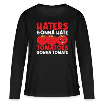 Tomate - Frauen Premium Bio Langarmshirt - Schwarz - Vorne - Julia (174cm)