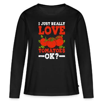 Tomate - Frauen Premium Bio Langarmshirt - Schwarz - Vorne - Julia (174cm)