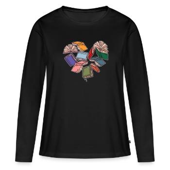 Book lovers' heart for book lovers - Women's Premium Organic Long Sleeve Shirt - black - Front - Julia (174cm)