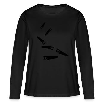 Icône de scie - T-shirt manches longues Premium bio Femme - noir - Devant - Julia (174cm)