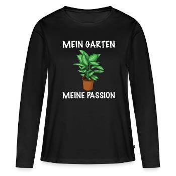 Gärtnerin Pflanzen Passion - Frauen Premium Bio Langarmshirt - Schwarz - Vorne - Julia (174cm)