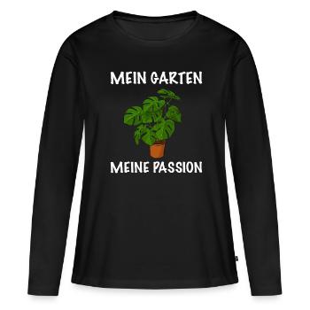 Gärtnerin Pflanzen Passion - Frauen Premium Bio Langarmshirt - Schwarz - Vorne - Julia (174cm)