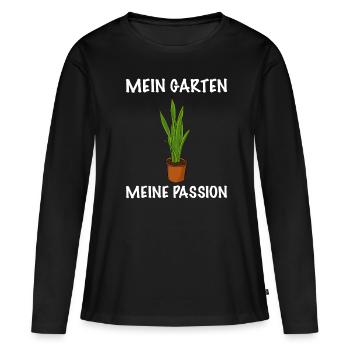 Gärtnerin Pflanzen Passion - Frauen Premium Bio Langarmshirt - Schwarz - Vorne - Julia (174cm)