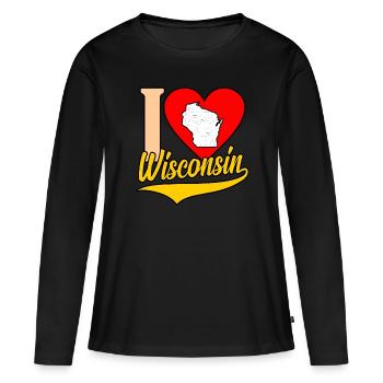 I Heart wisconsin cadeau - T-shirt manches longues Premium bio Femme - noir - Devant - Julia (174cm)