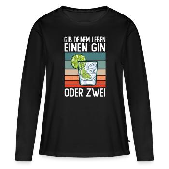 Gin - Frauen Premium Bio Langarmshirt - Schwarz - Vorne - Julia (174cm)