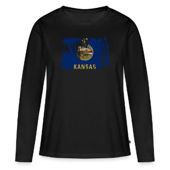 Kansas Home Pride Cadeau - T-shirt manches longues Premium bio Femme - noir - Devant - Julia (174cm)
