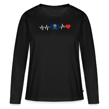 Cadeau de battement de cœur du Kansas - T-shirt manches longues Premium bio Femme - noir - Devant - Julia (174cm)