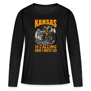 Cadeau de voyage au Kansas - T-shirt manches longues Premium bio Femme - noir - Devant - Julia (174cm)
