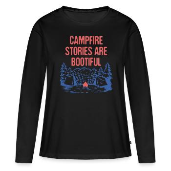 Campfire Stories are BOOtiful Camping Positivity - Frauen Premium Bio Langarmshirt - Schwarz - Vorne - Julia (174cm)
