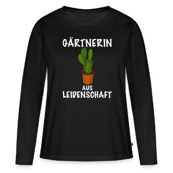 Gärtnerin Topfpflanze - Frauen Premium Bio Langarmshirt - Schwarz - Vorne - Julia (174cm)
