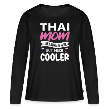Thailand - Frauen Premium Bio Langarmshirt - Schwarz - Vorne - Julia (174cm)