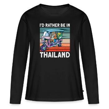 Thailand - Frauen Premium Bio Langarmshirt - Schwarz - Vorne - Julia (174cm)