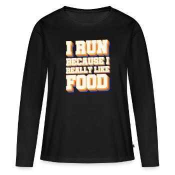 Je cours J’aime la nourriture Cross Country Running Xc - T-shirt manches longues Premium bio Femme - noir - Devant - Julia (174cm)