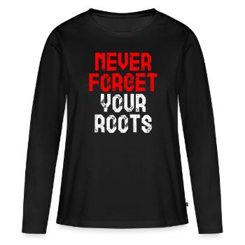 Roots Indonésie Cadeau - T-shirt manches longues Premium bio Femme - noir - Devant - Julia (174cm)