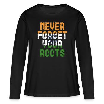 Roots India Cadeau - T-shirt manches longues Premium bio Femme - noir - Devant - Julia (174cm)