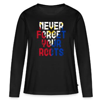 Roots Philippines Cadeau - T-shirt manches longues Premium bio Femme - noir - Devant - Julia (174cm)
