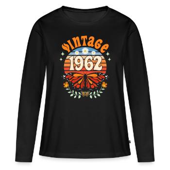 Rétro et Vintage 1962 Femme 60 Ans Anniversaire - T-shirt manches longues Premium bio Femme - noir - Devant - Julia (174cm)
