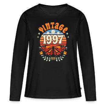 Rétro et Vintage 1997 Femme 25 Ans Anniversaire - T-shirt manches longues Premium bio Femme - noir - Devant - Julia (174cm)