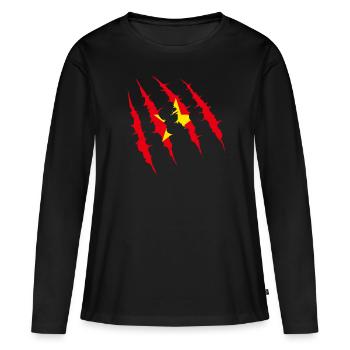 Conversations sur le cadeau du Vietnam - T-shirt manches longues Premium bio Femme - noir - Devant - Julia (174cm)
