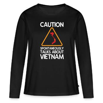 Conversations sur le cadeau du Vietnam - T-shirt manches longues Premium bio Femme - noir - Devant - Julia (174cm)